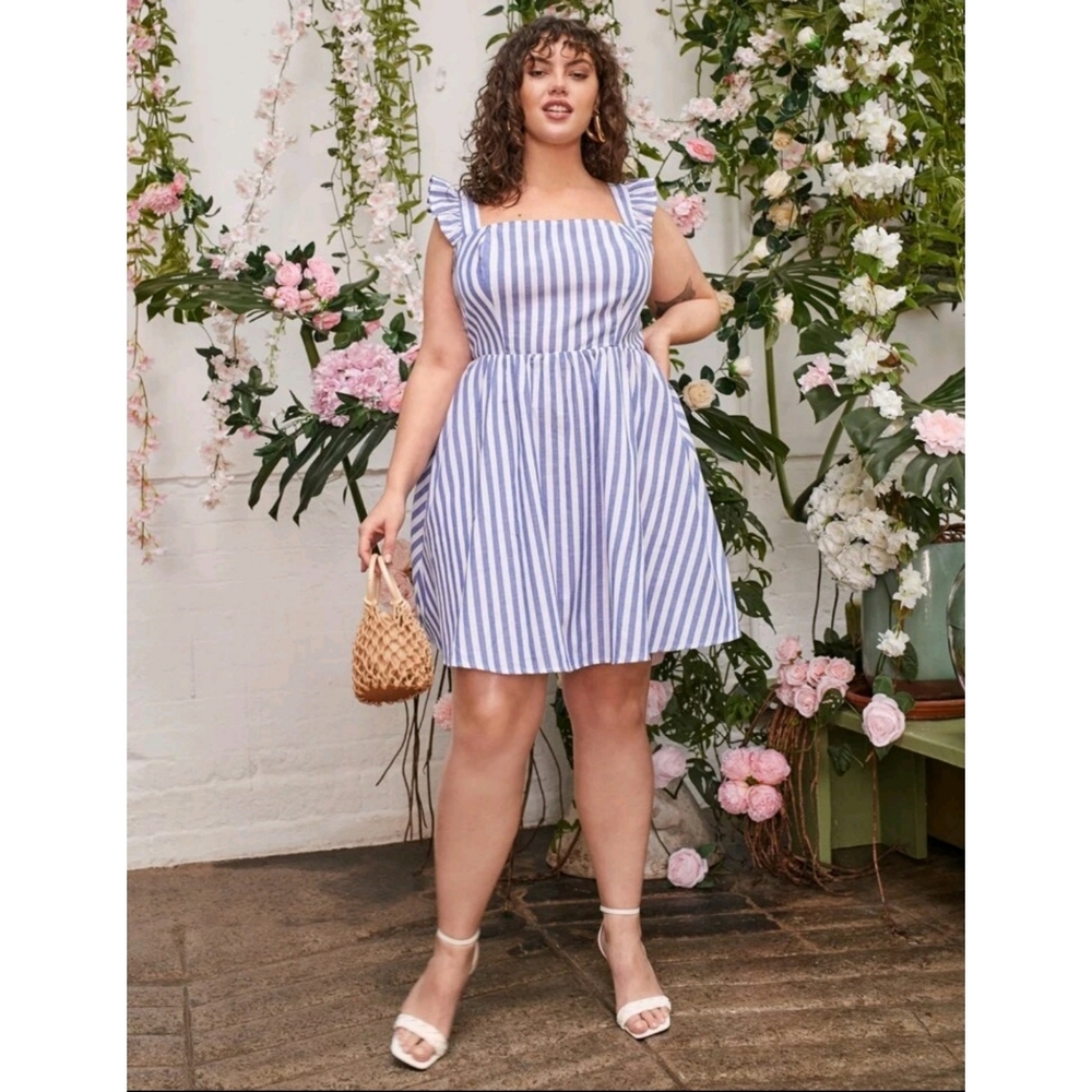 Plus Size Tied Open Back Striped Dress NWT 3XL